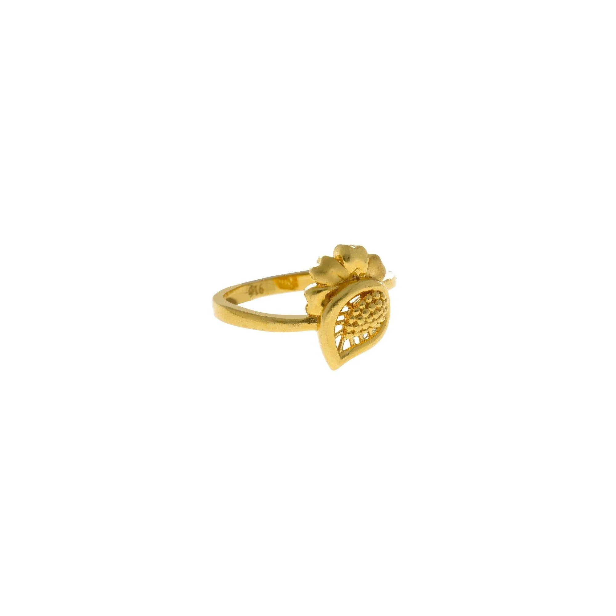 22K Yellow Gold Mango Ring W/ Petal Accents