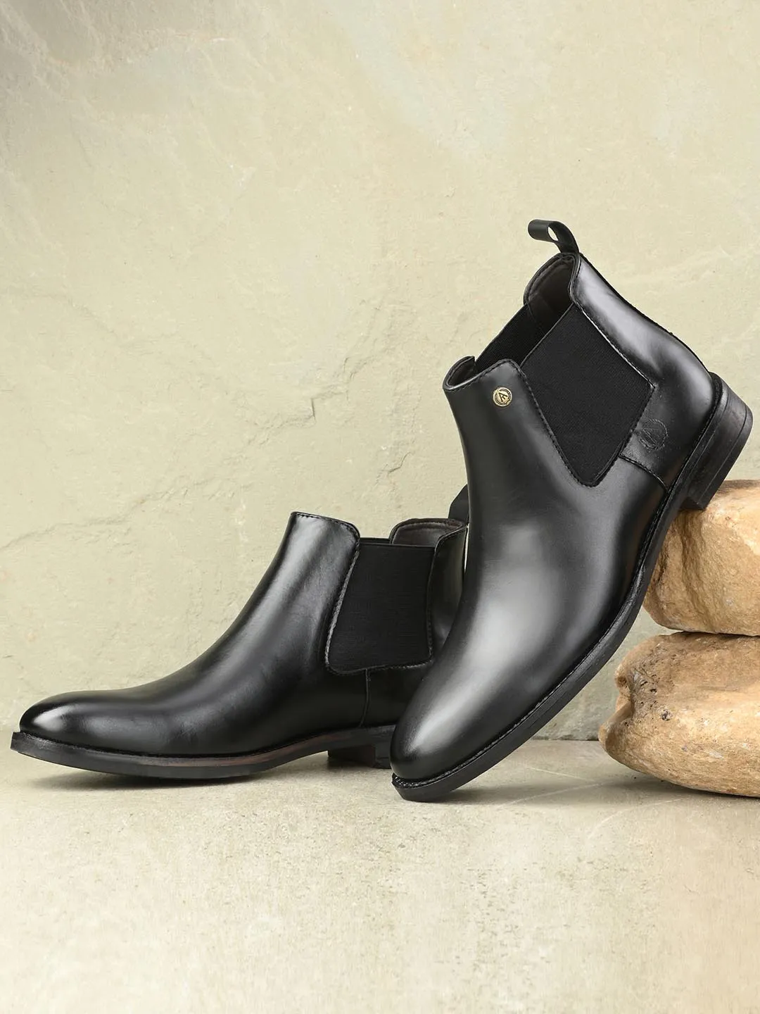 Alberto Torresi Synthetic Black Chelsea Boots For Men