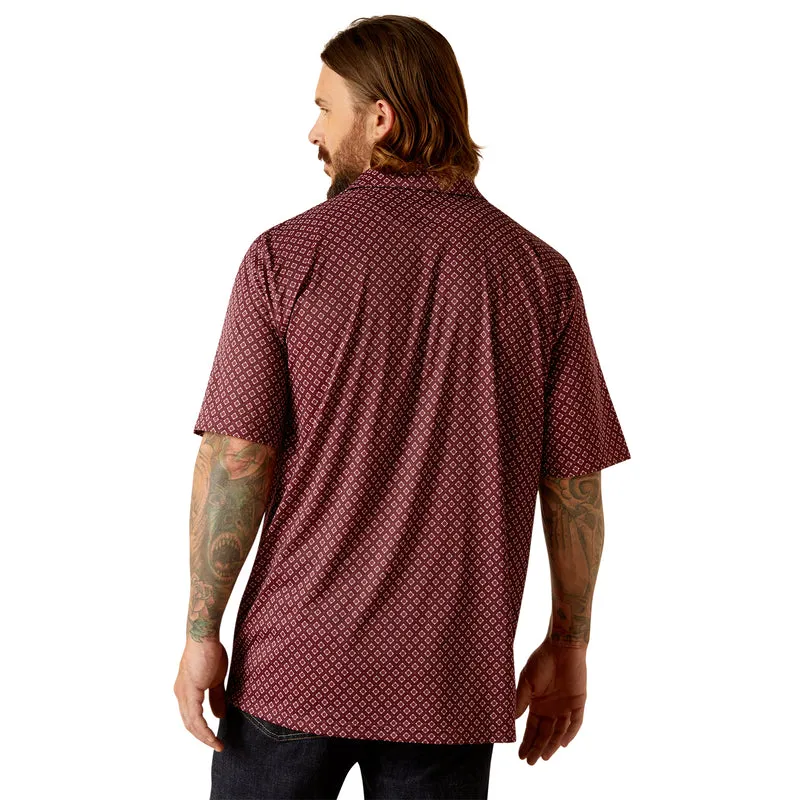 'Ariat' Men's All Over Print Polo - Dark Redwood