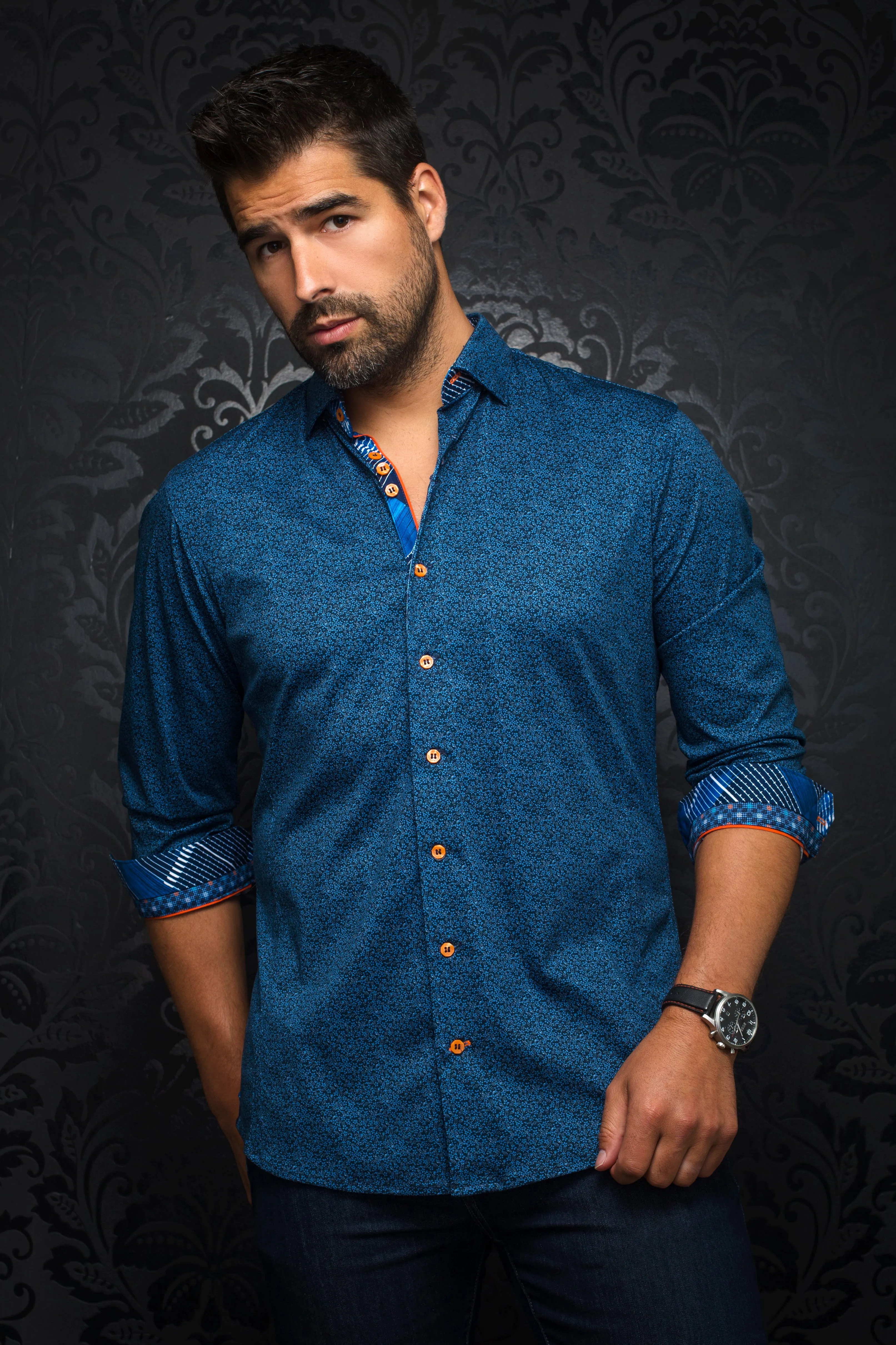 Au Noir Stretch Shirt | Piccinni Denim Blue