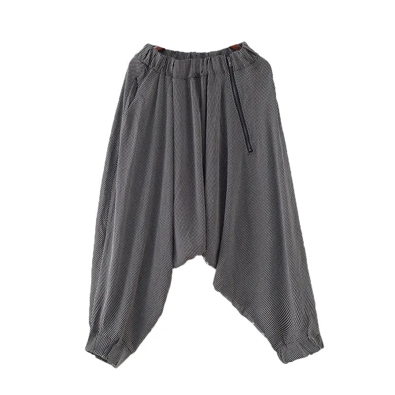 Autumn Retro Zipper Cotton Linen Loose Pants