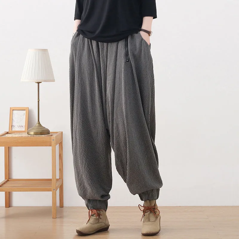 Autumn Retro Zipper Cotton Linen Loose Pants