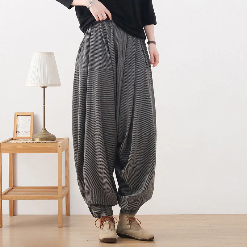 Autumn Retro Zipper Cotton Linen Loose Pants