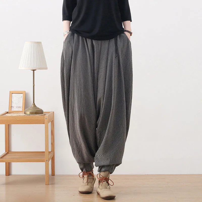 Autumn Retro Zipper Cotton Linen Loose Pants