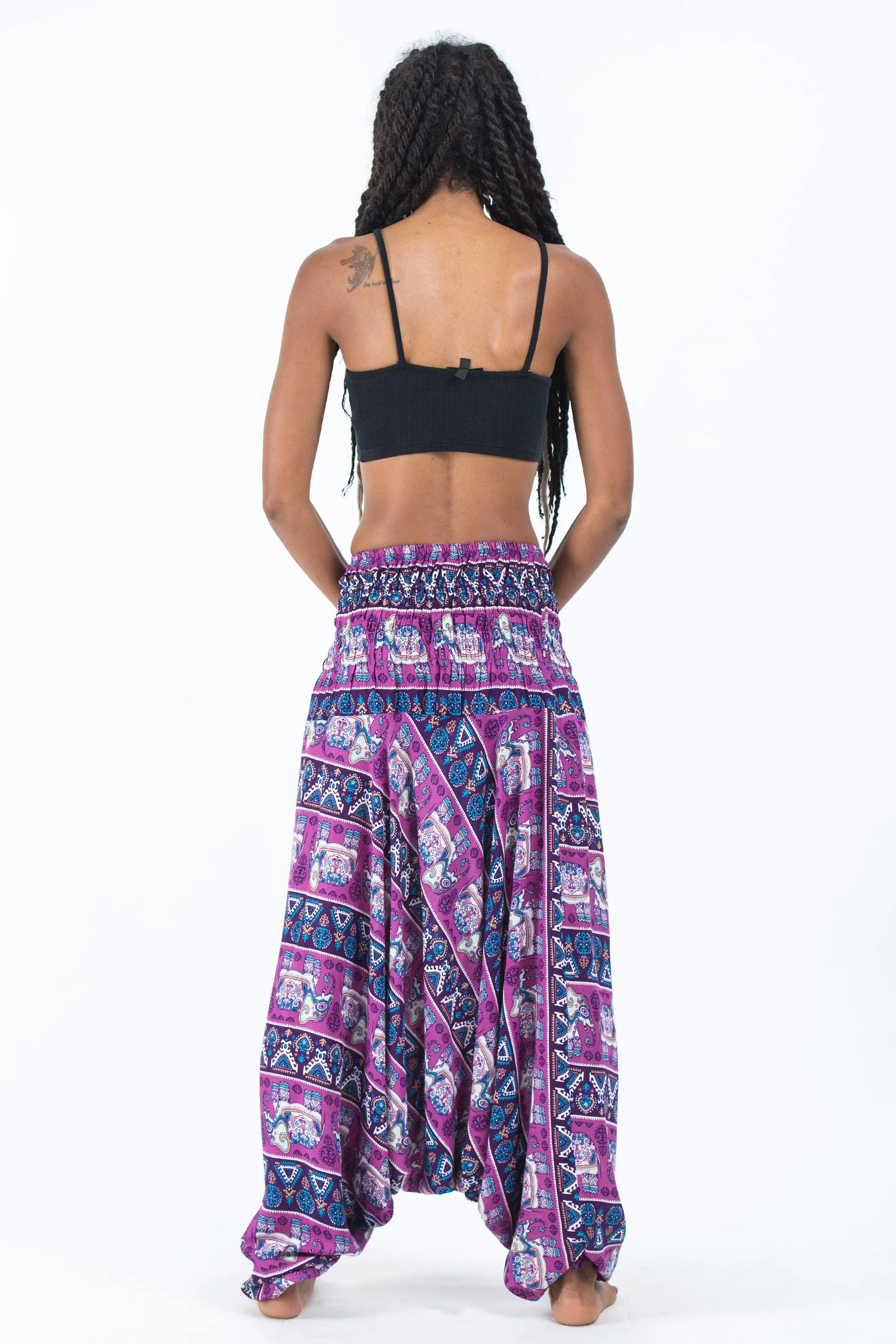 Aztec Elephant 2-in-1 Jumpsuit Elephant Pants in Purple