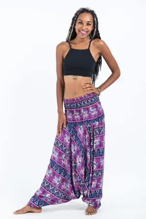 Aztec Elephant 2-in-1 Jumpsuit Elephant Pants in Purple