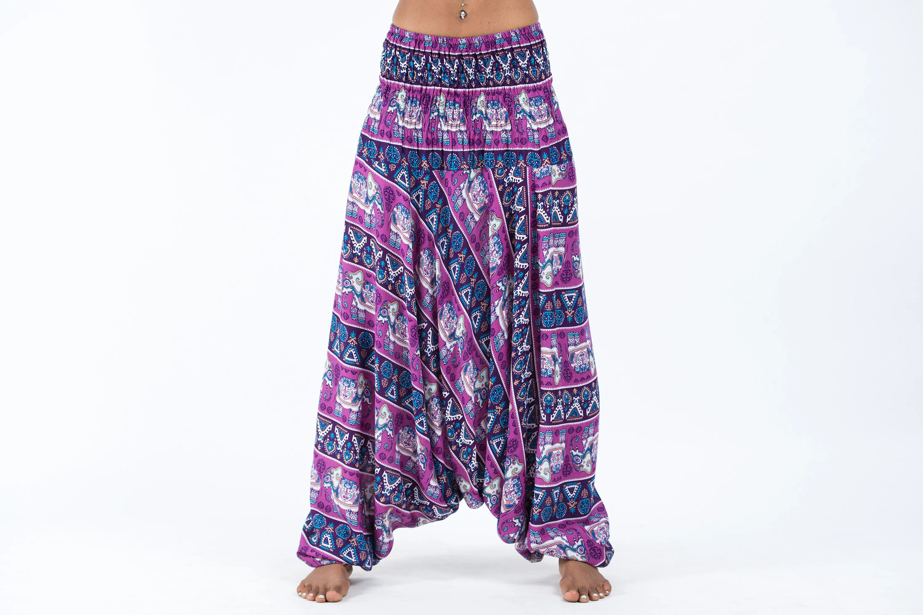 Aztec Elephant 2-in-1 Jumpsuit Elephant Pants in Purple