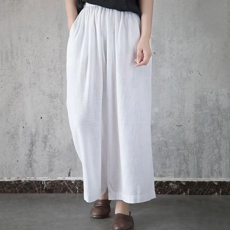 Babakud Gathered Casual Loose Linen Wide Leg Pants