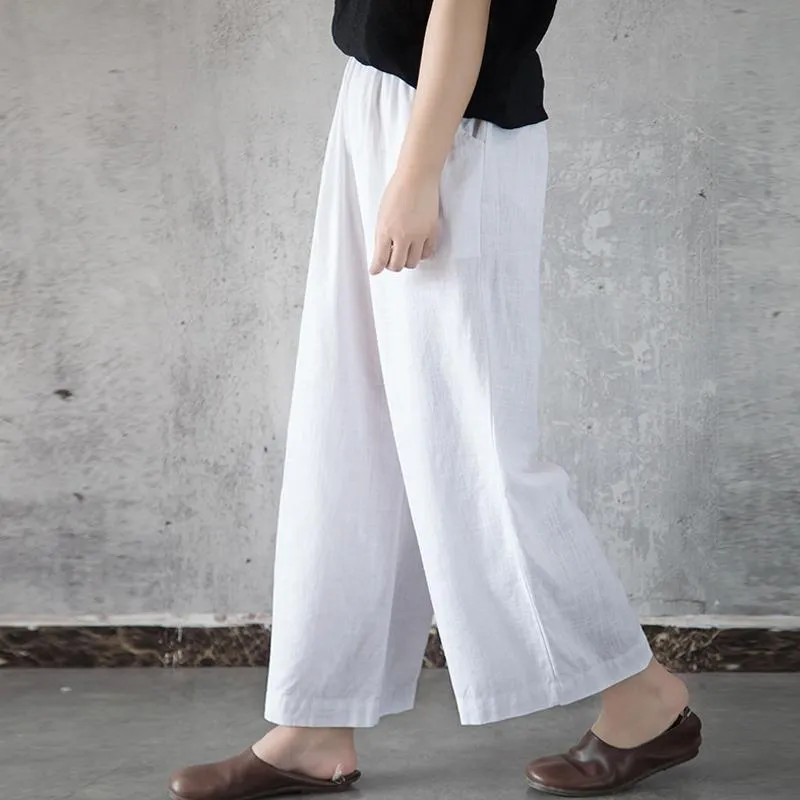 Babakud Gathered Casual Loose Linen Wide Leg Pants