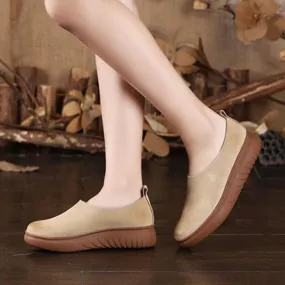 Babakud Leather Retro Soft Bottom Flat Casual Shoes