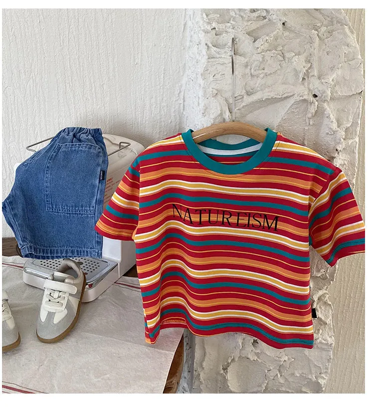 Baby Kid Boys Striped Letters T-Shirts