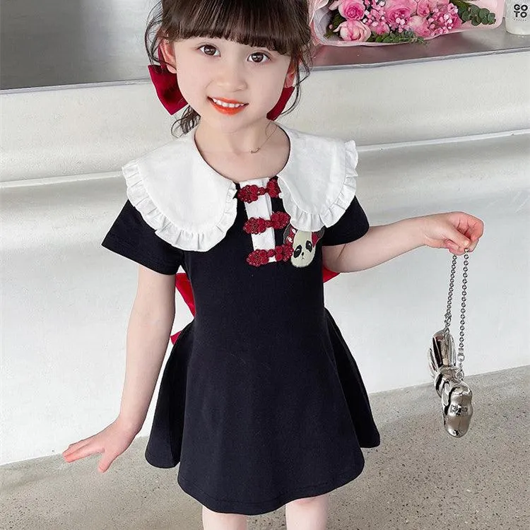 Baby Kid Girls Cartoon Bow Dresses