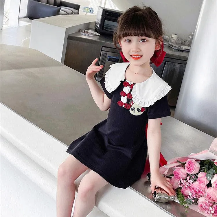 Baby Kid Girls Cartoon Bow Dresses