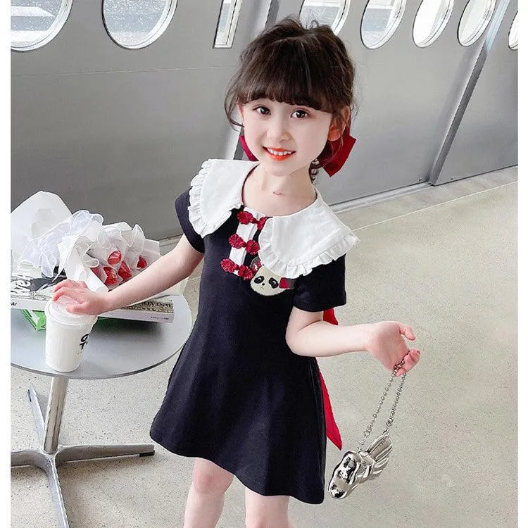 Baby Kid Girls Cartoon Bow Dresses