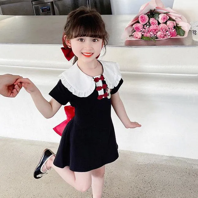 Baby Kid Girls Cartoon Bow Dresses