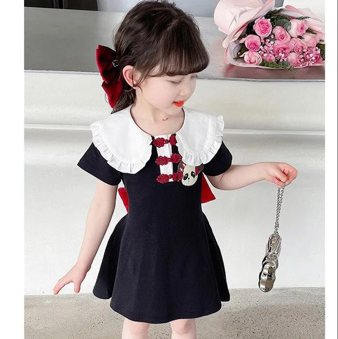 Baby Kid Girls Cartoon Bow Dresses