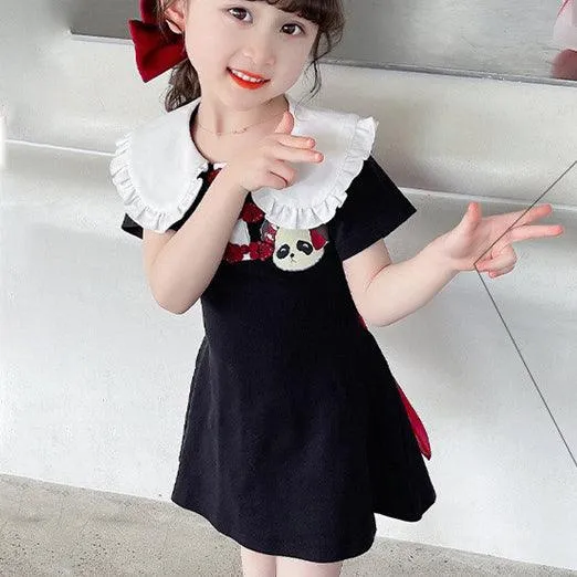 Baby Kid Girls Cartoon Bow Dresses