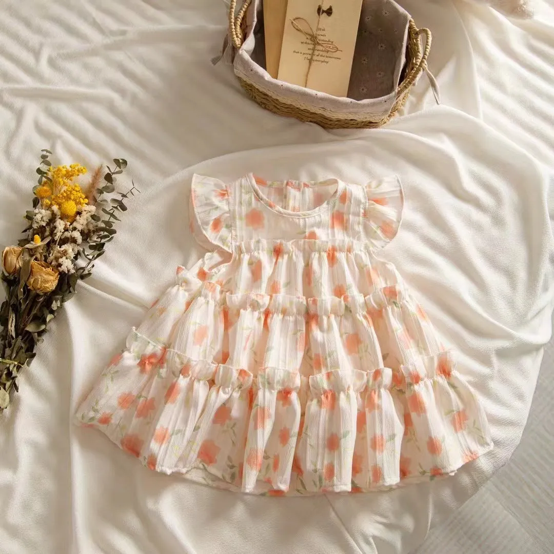 Baby Kid Girls Flower Print Dresses Wholesale 20240402