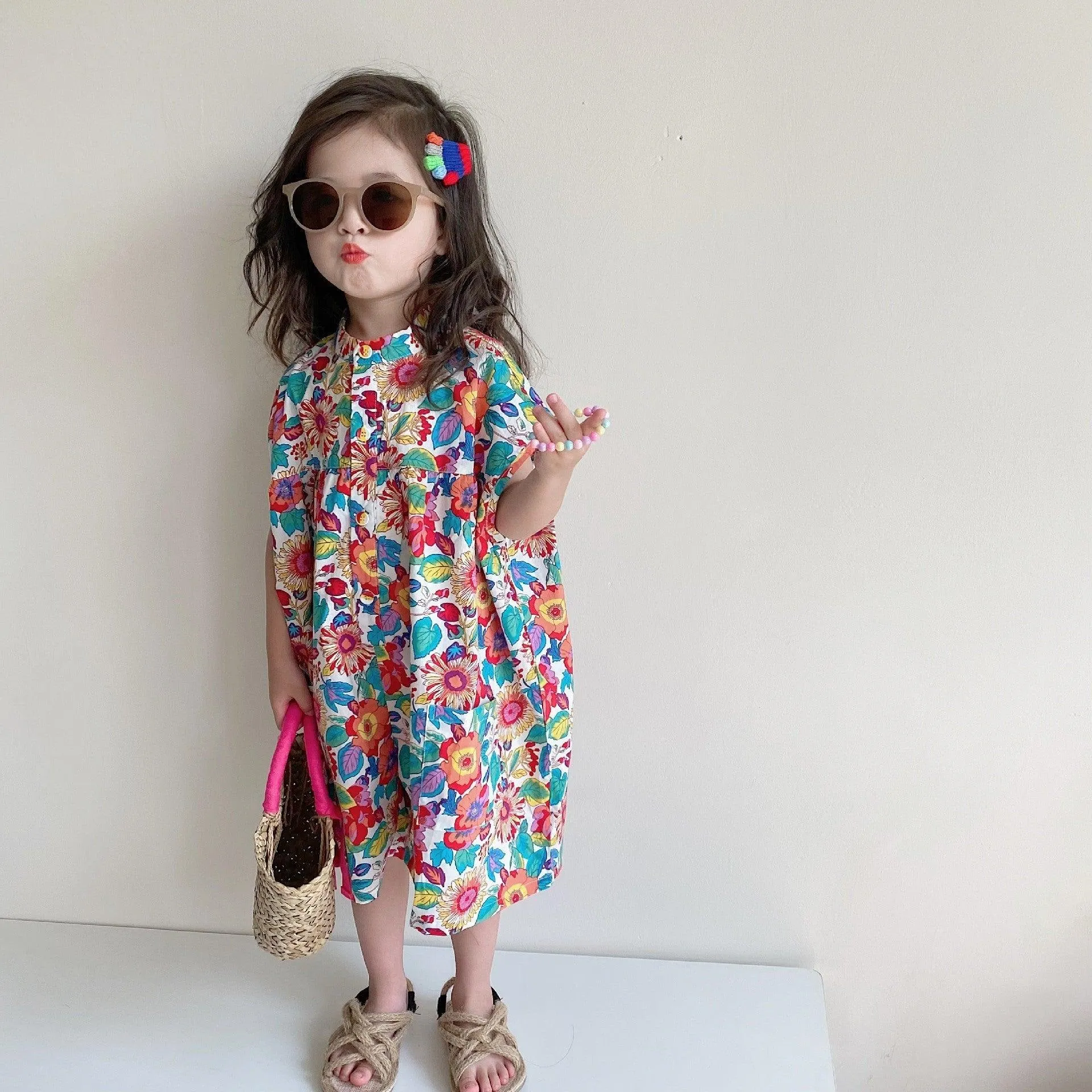 Baby Kid Girls Flower Print Jumpsuits