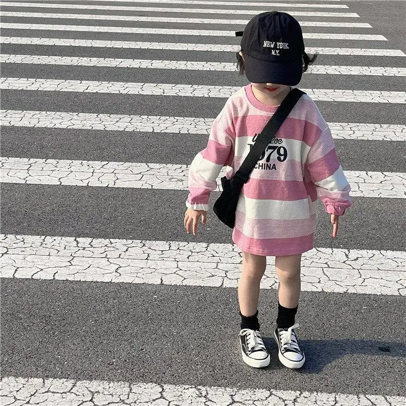 Baby Kid Girls Striped Letters Dresses