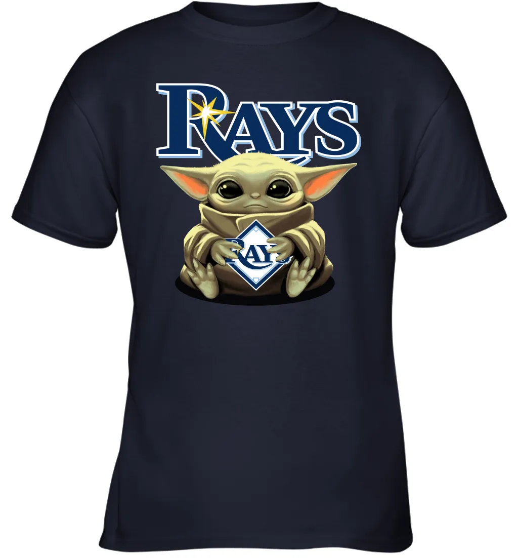 Baby Yoda Hugs Loves The Tampa Bay Rays Baseball Youth T-Shirt