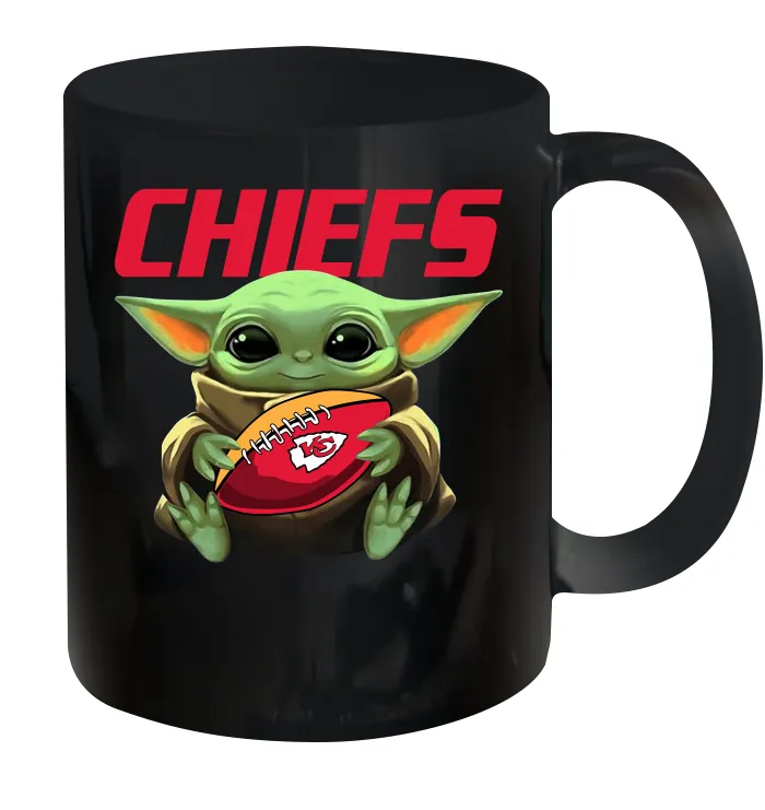 Baby Yoda Loves The Kansas City Chiefs Star Wars Baby Yoda Hugs Chiefs NFL Ceramic Mug 11oz