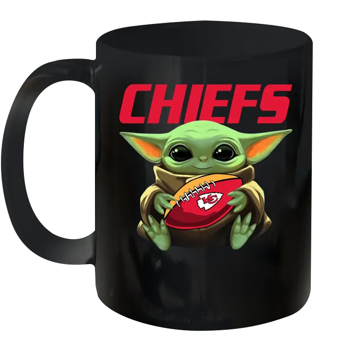 Baby Yoda Loves The Kansas City Chiefs Star Wars Baby Yoda Hugs Chiefs NFL Ceramic Mug 11oz