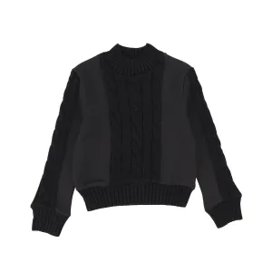 BACE COLLECTION BLACK CABLE KNIT SCUBA TOP [Final Sale]