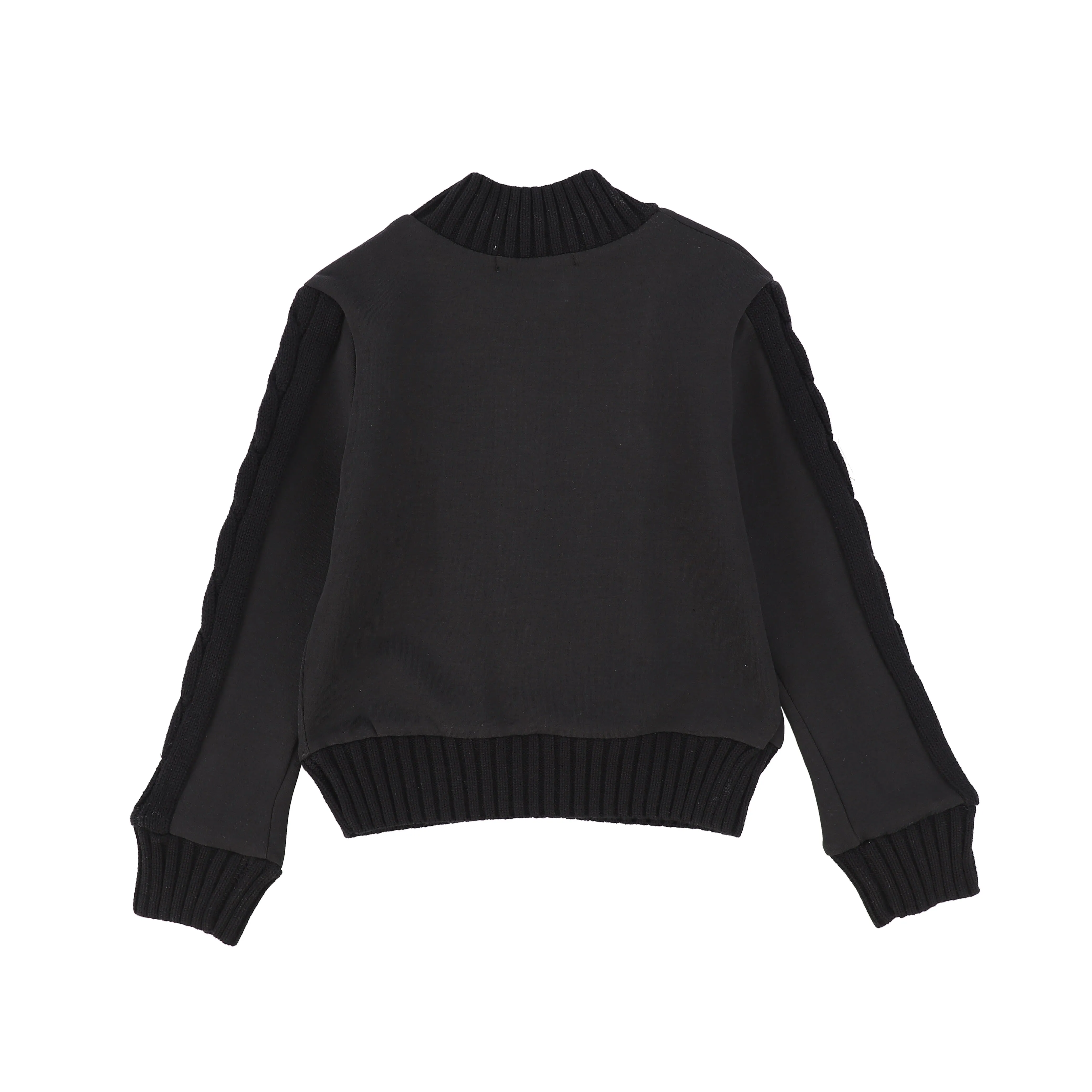 BACE COLLECTION BLACK CABLE KNIT SCUBA TOP [Final Sale]