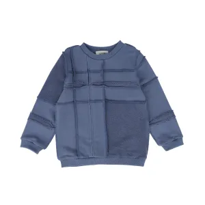 BACE COLLECTION BLUE PATCHWORK SWEATSHIRT [Final Sale]