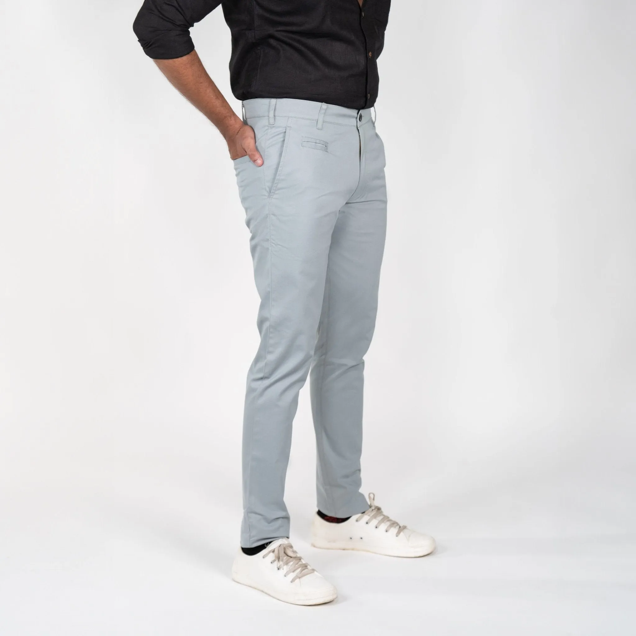 Blue Grey Color Cotton Trouser Pants for Men