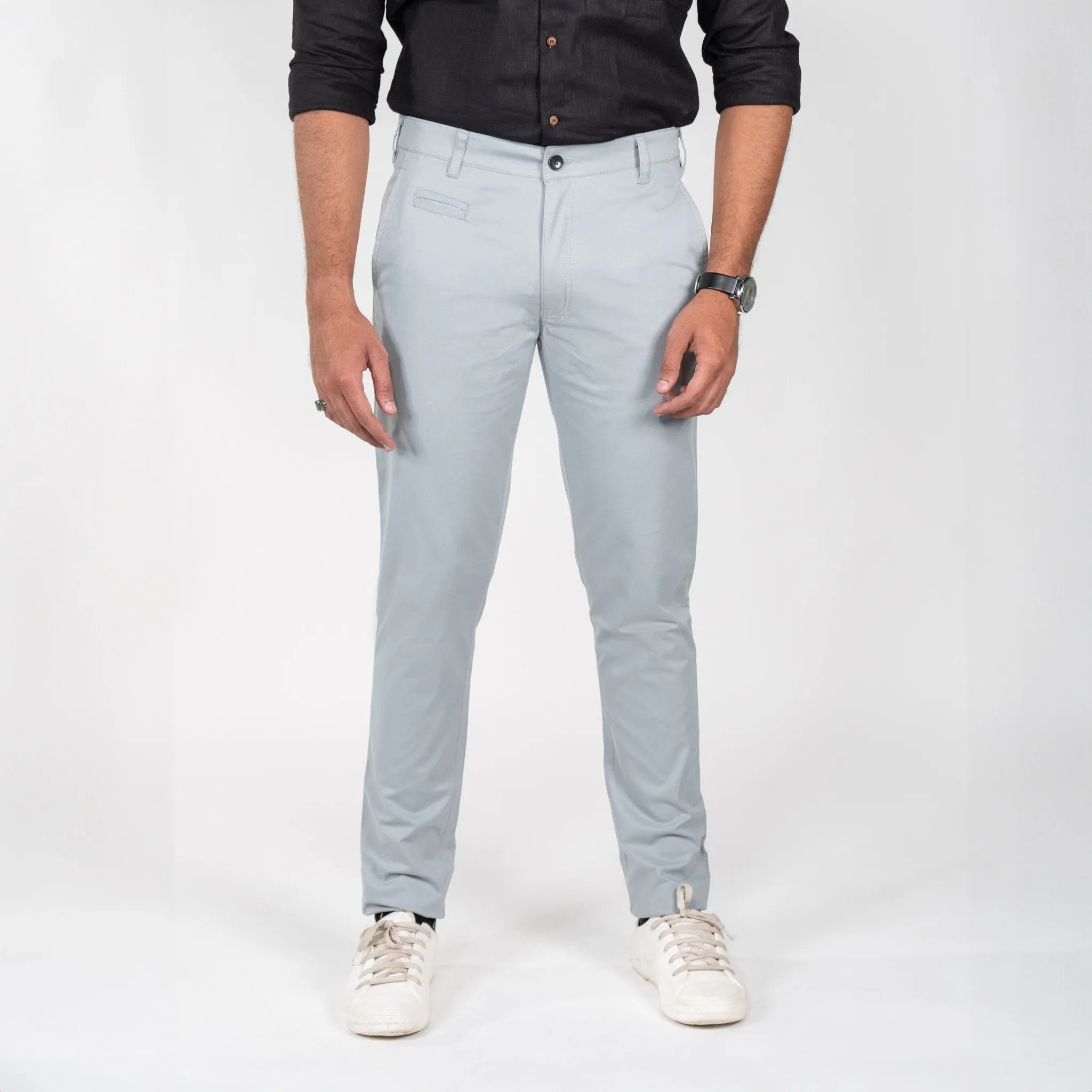 Blue Grey Color Cotton Trouser Pants for Men