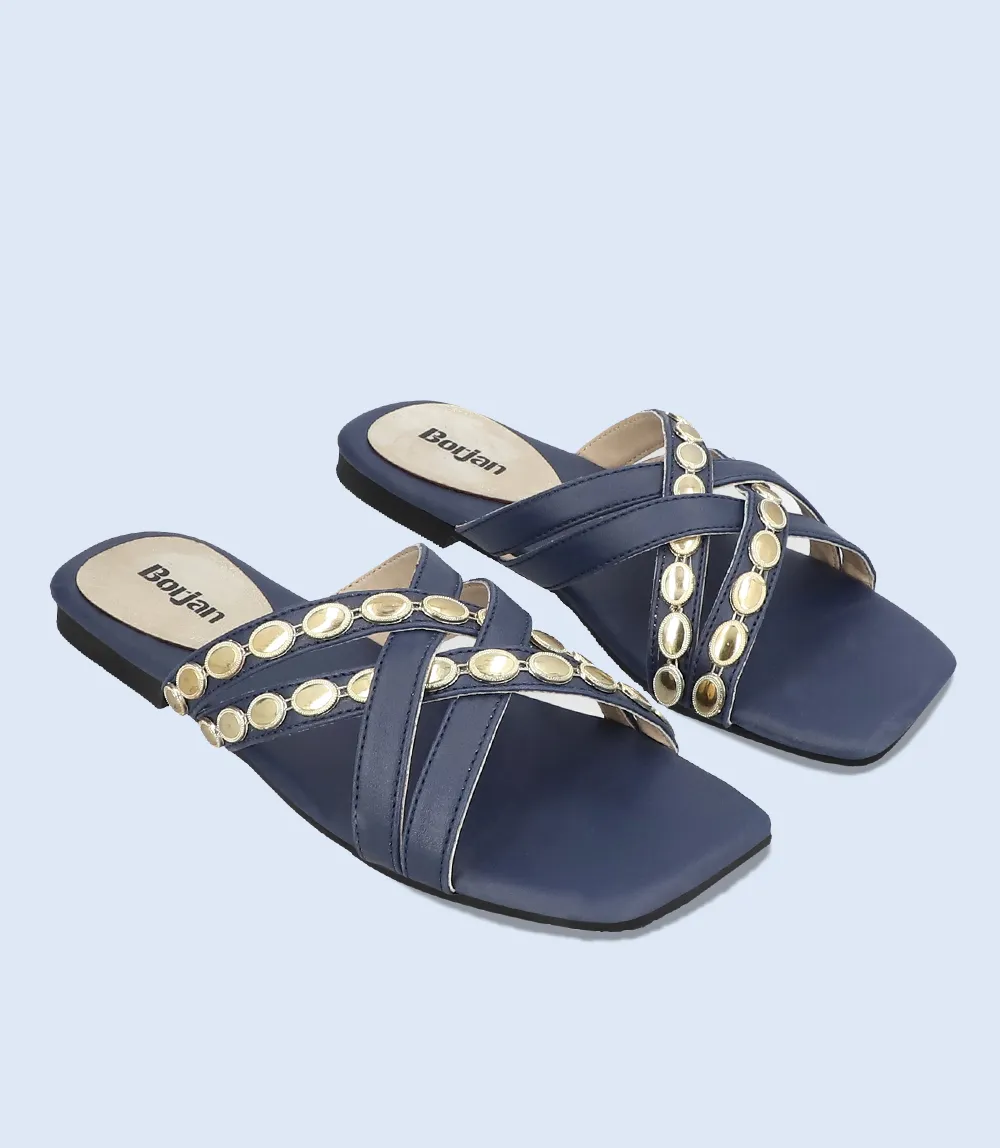 BW8046-NAVY-Women Casual Slipper