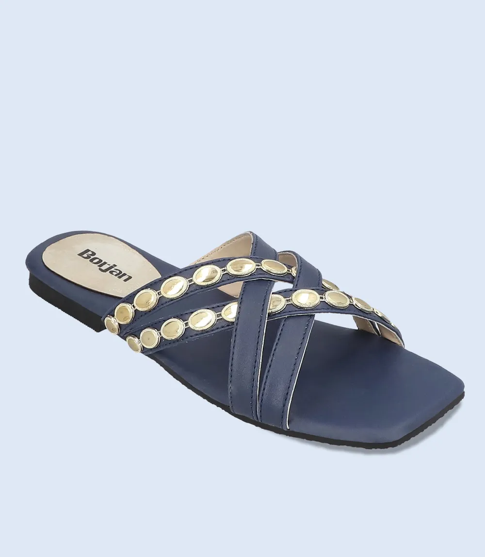 BW8046-NAVY-Women Casual Slipper