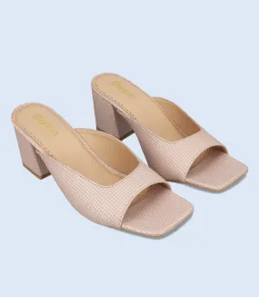 BW9358-TEA PINK-Women Casual Slipper Heels