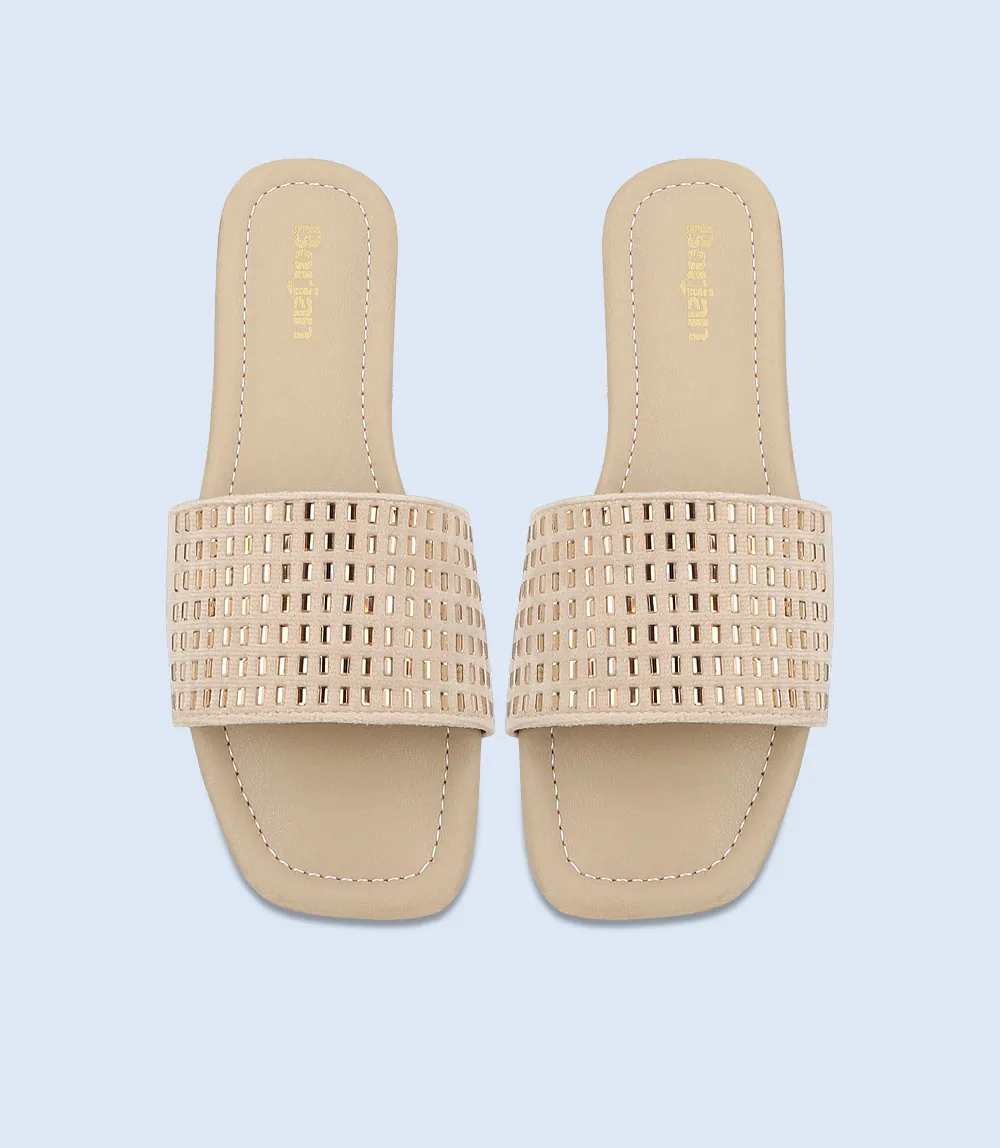 BW9424-BEIGE-Women Casual Slipper