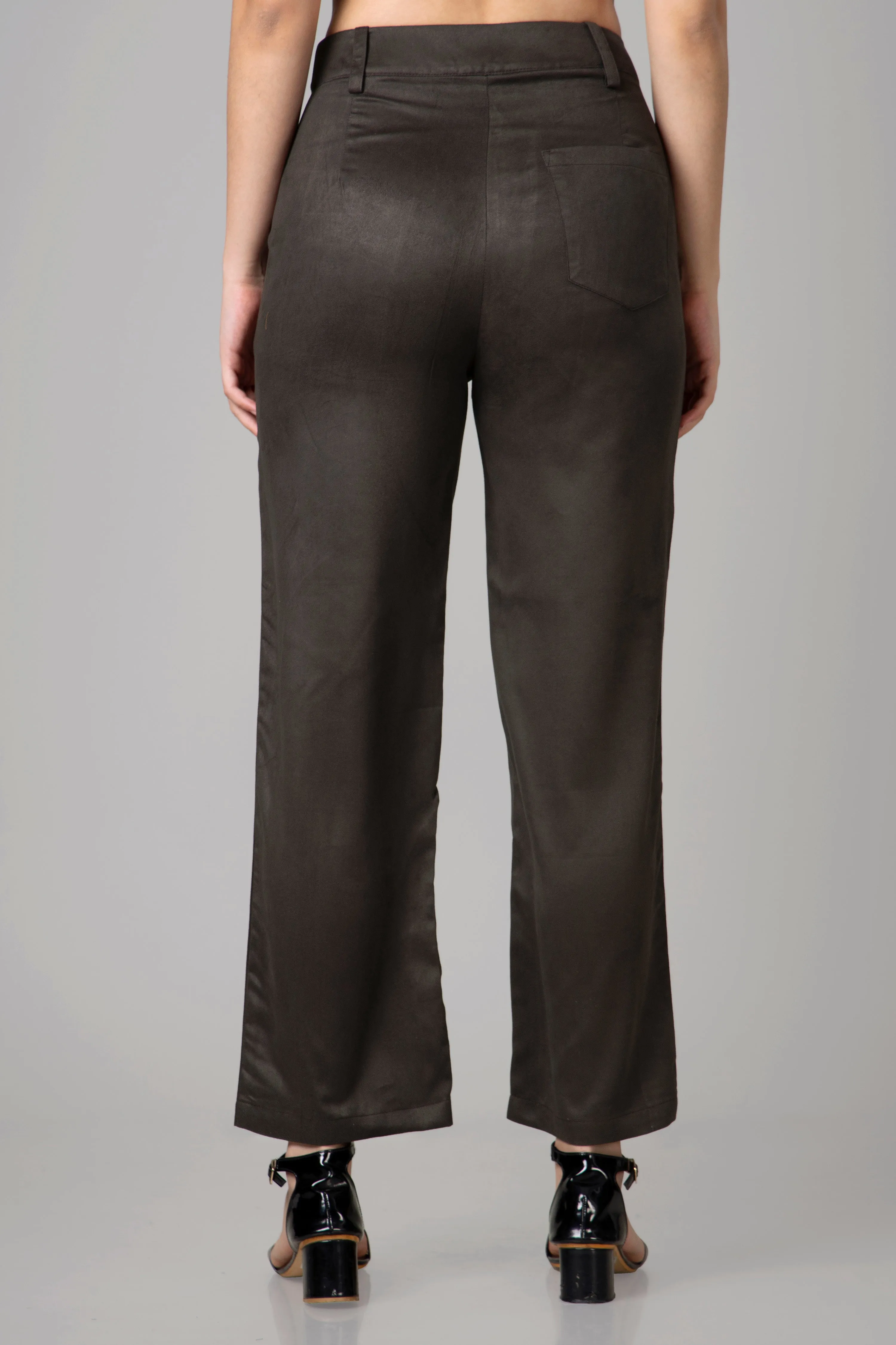 Call Me Paris Dark Brown Suede Trouser For Women