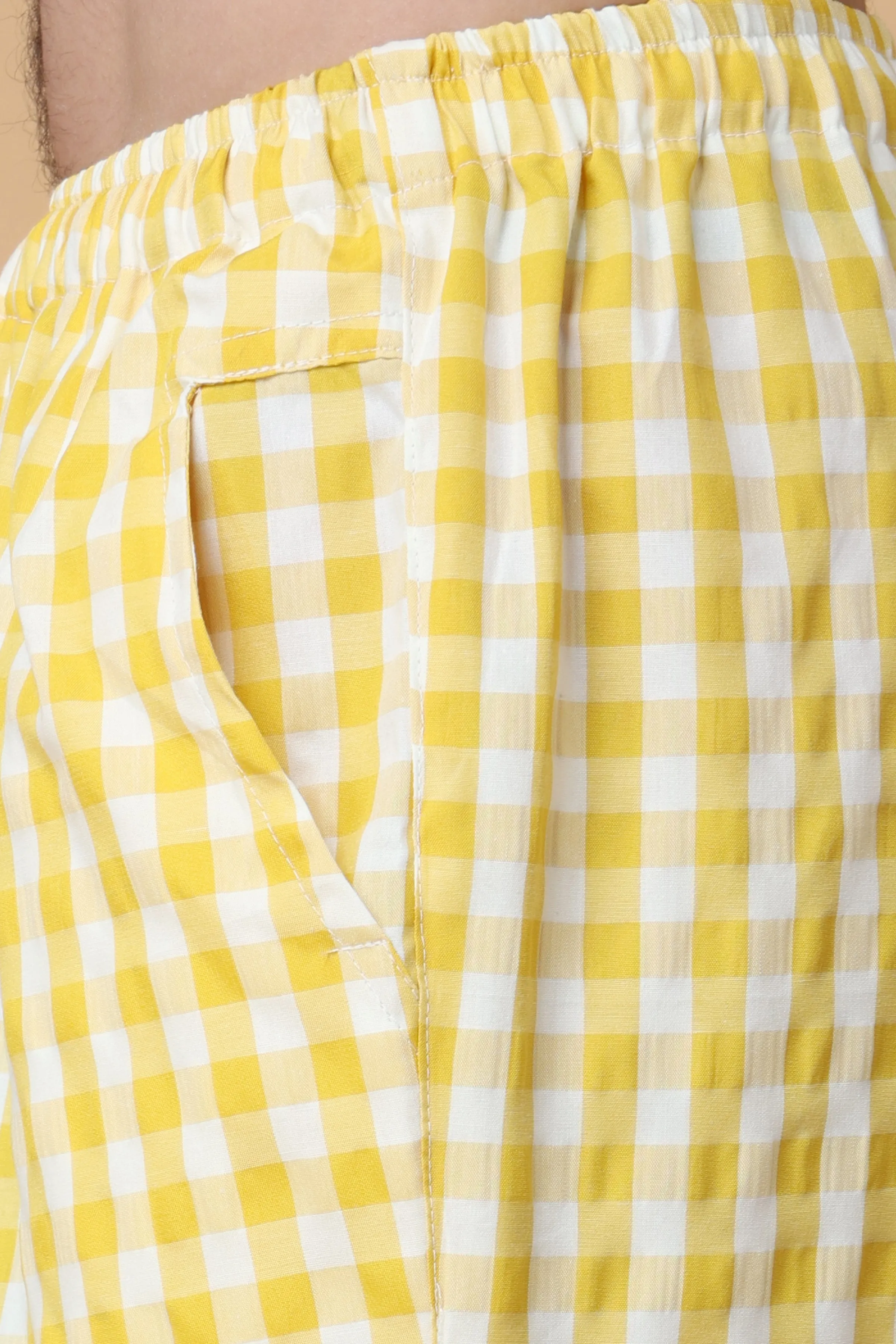 Candy Yellow Checked Cotton Pajama