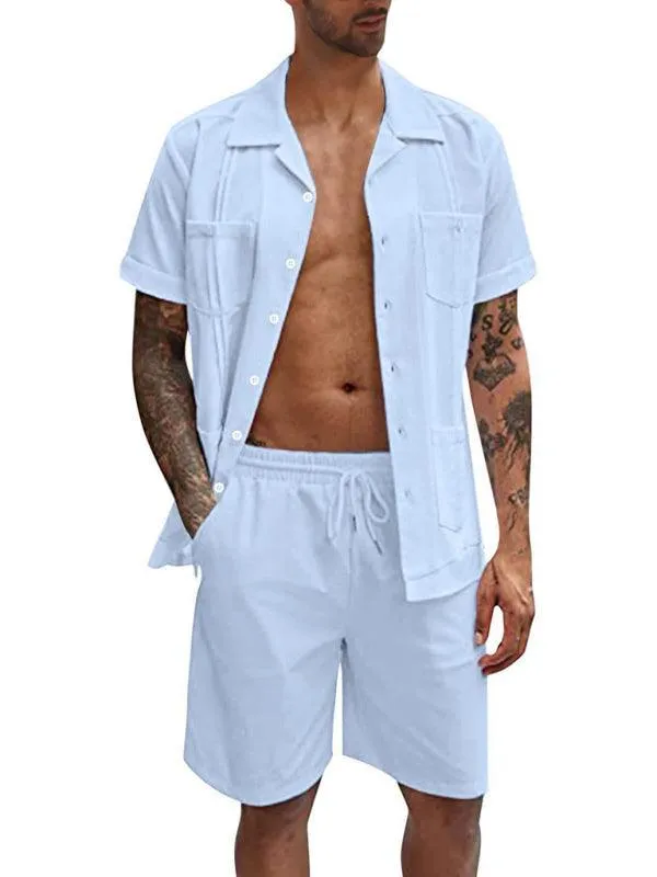 Casual Linen Men Clothing Set