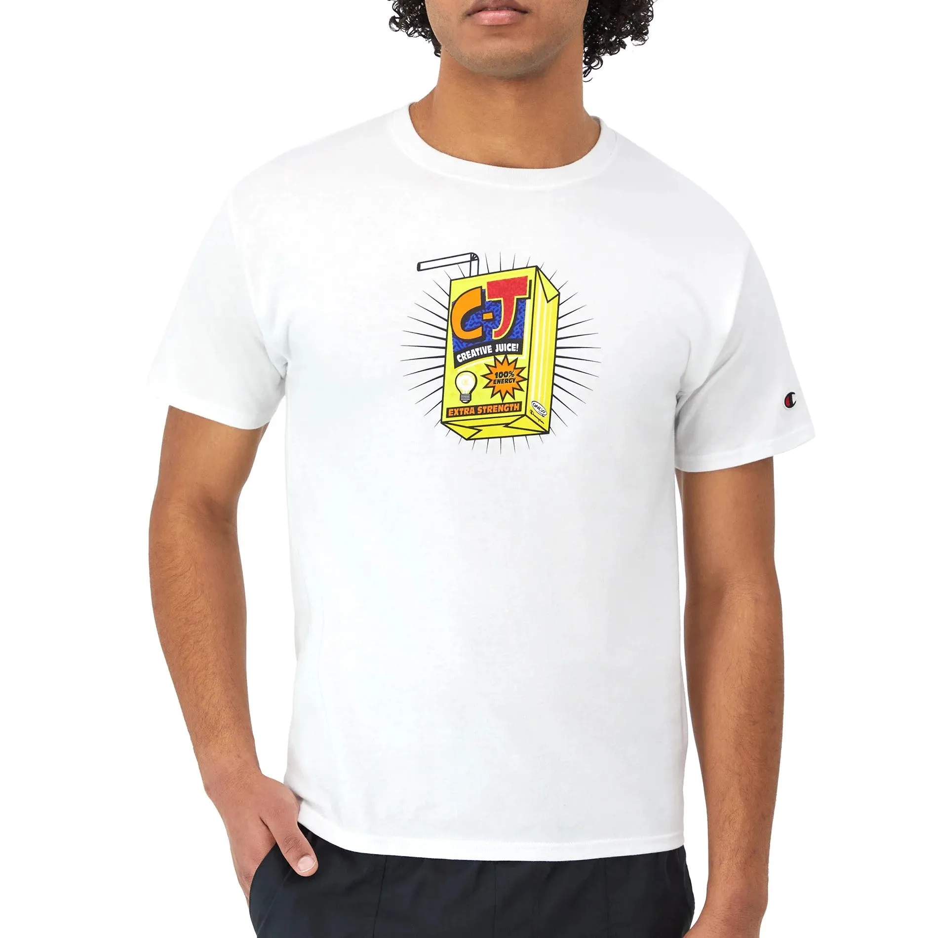 CHAMPION Vintage Inspired Graphic T-Shirt - Classic White Design