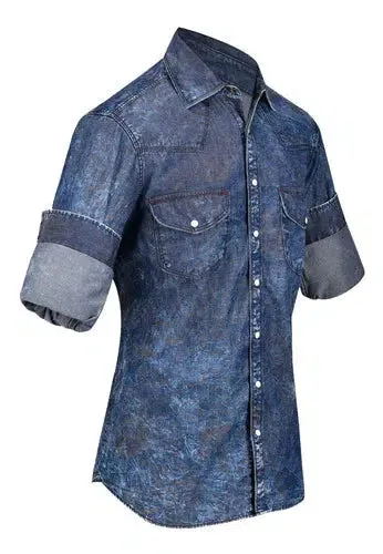 CM00103 - Cuadra blue cowboy fashion cotton shirt for men