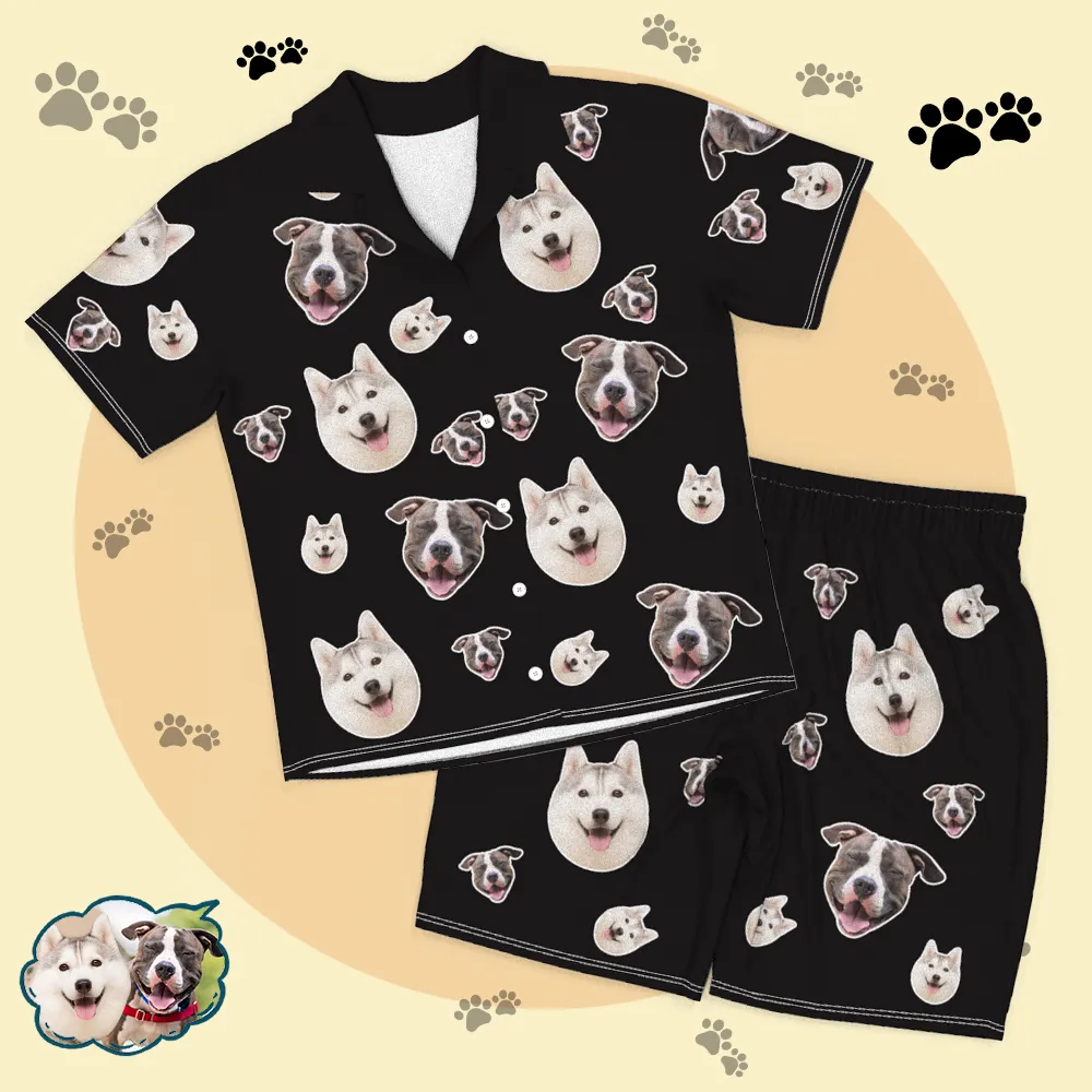 Custom Dog Face Pajamas Short Sleeved Shirtand Pants