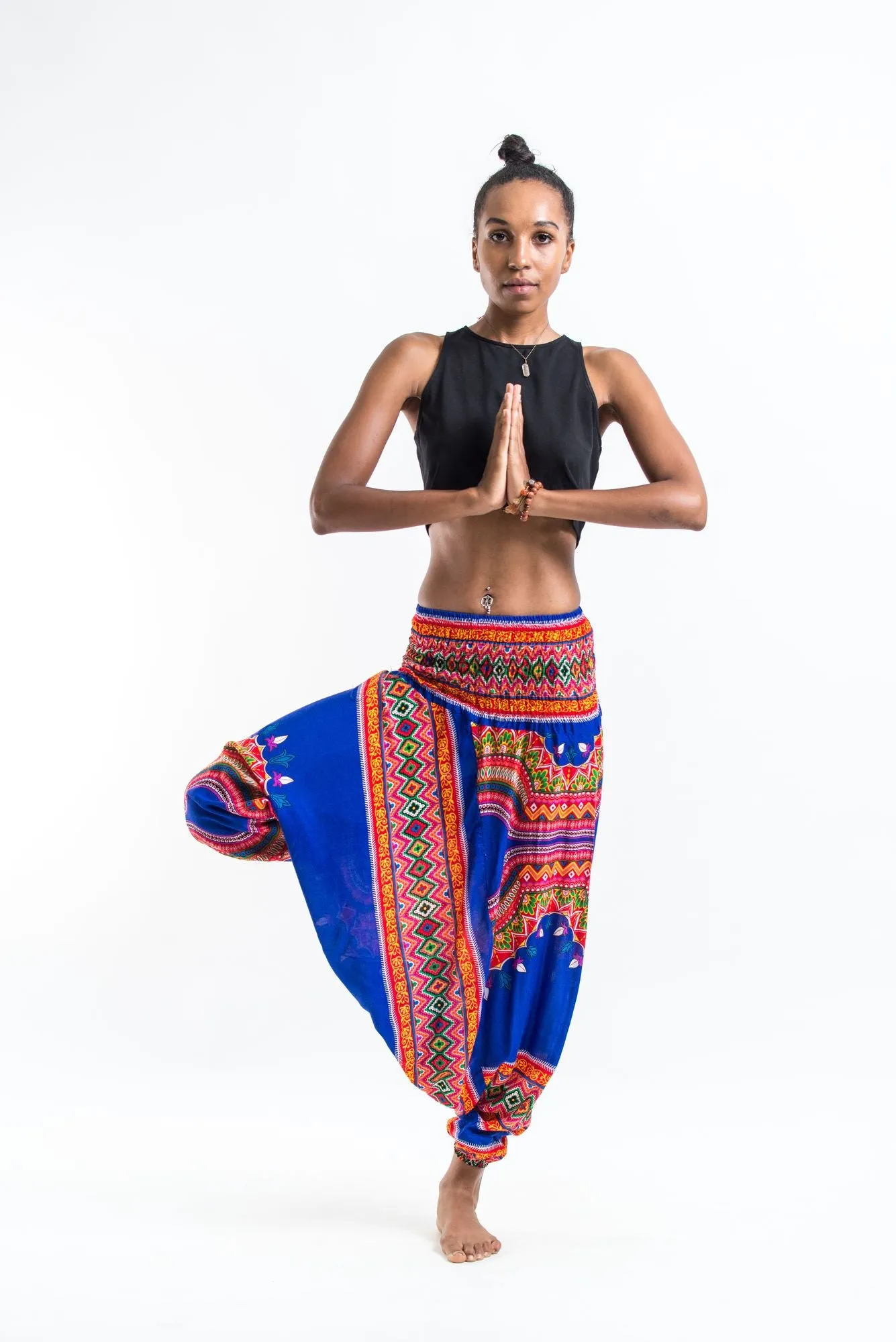 Dashiki Prints 2-in-1 Jumpsuit Harem Pants in Blue