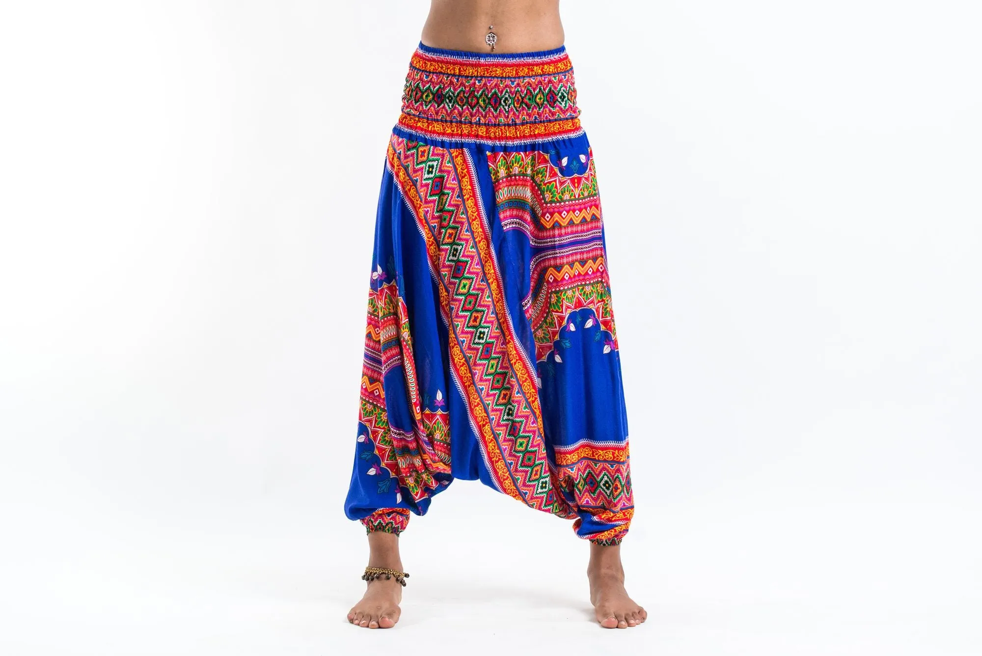 Dashiki Prints 2-in-1 Jumpsuit Harem Pants in Blue