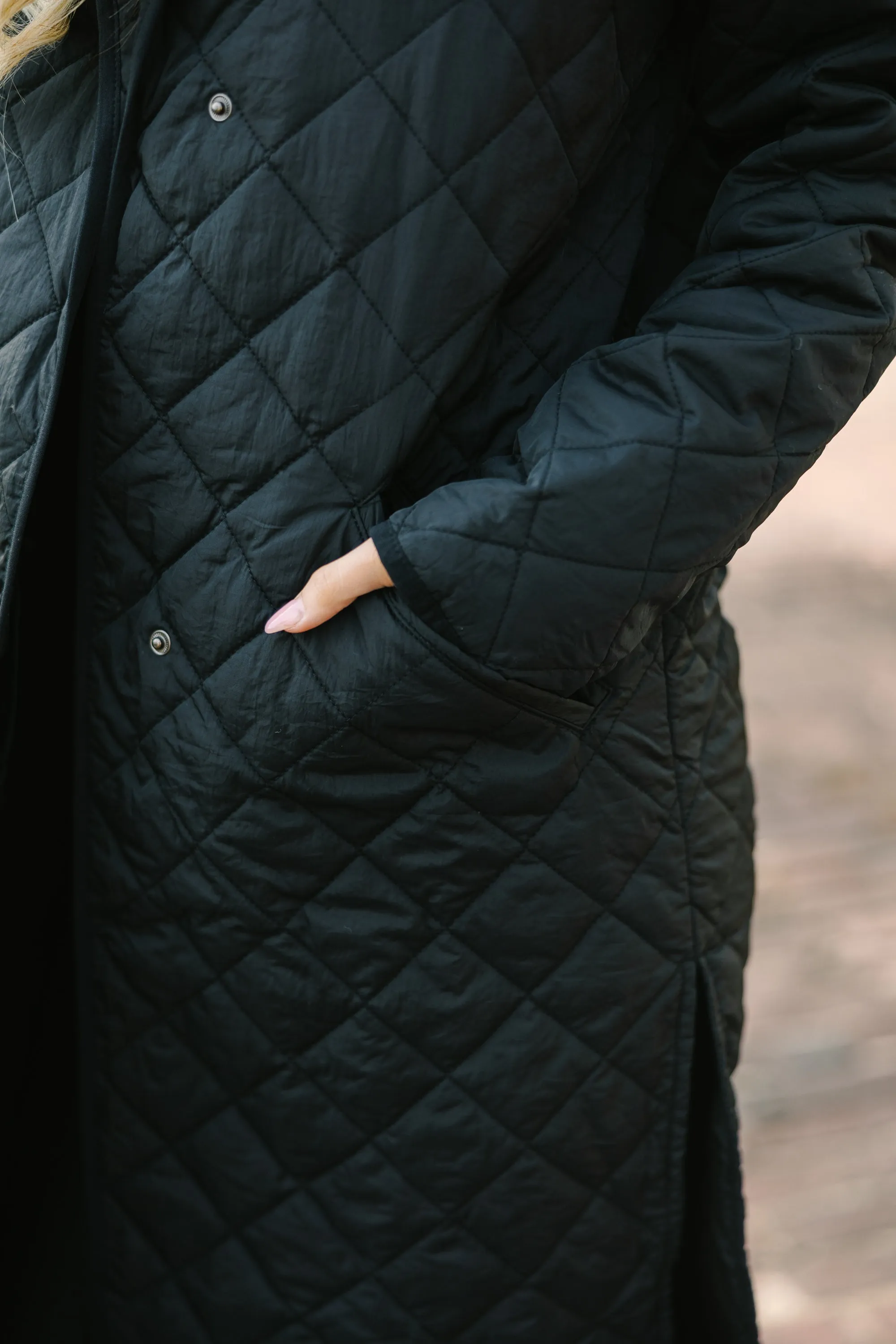 Don't Look Back Black Long Puffer Coat