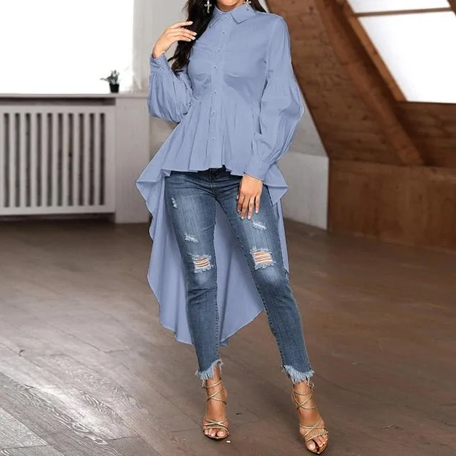 Elegant Puff Sleeve Button Down Tops