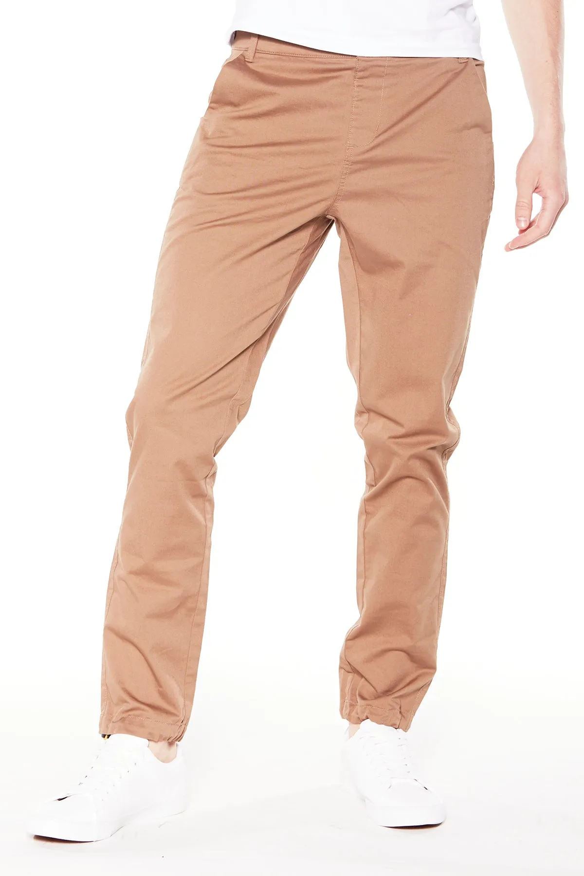 ELTON -  Slim Fit Chinos (Convertible Joggers) - Tobacco