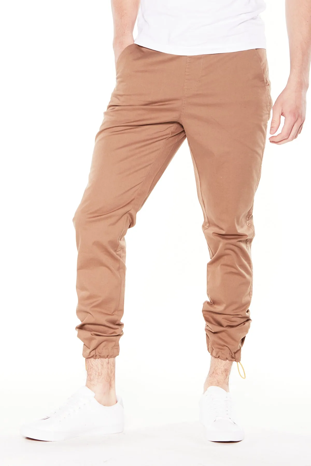 ELTON -  Slim Fit Chinos (Convertible Joggers) - Tobacco