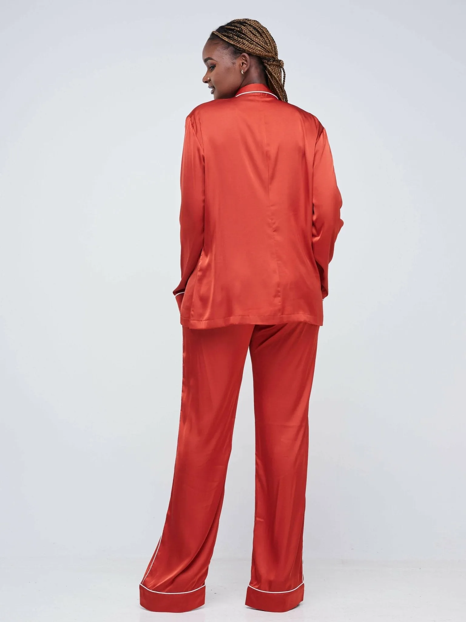 Fauza Design Silk Lounge Pant Sets - Rust