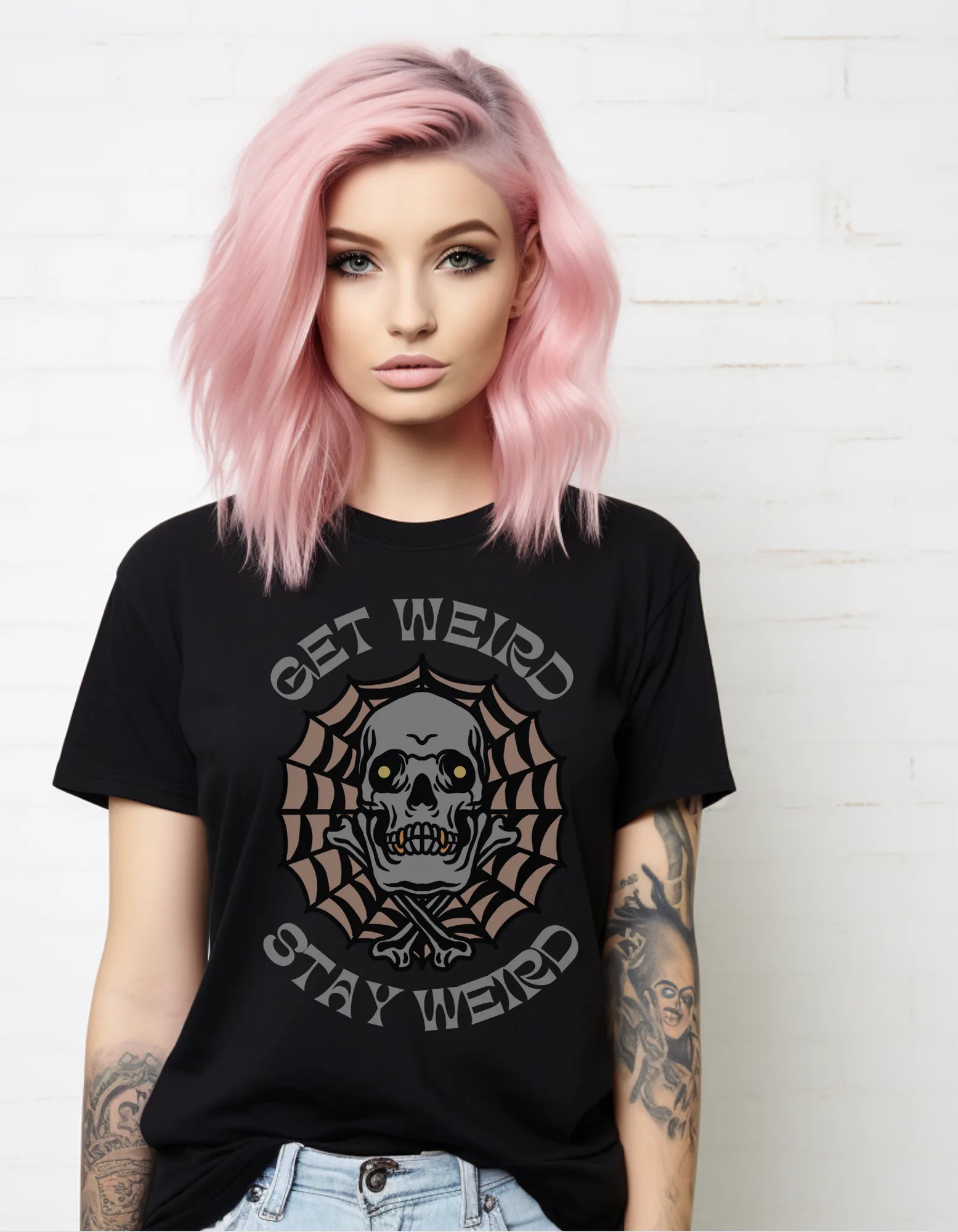 Get Weird  Stay Weird Tattoo T-shirt / Traditional Tattoo Tee Shirt / Punk Rock Clothing Tshirt Rockabilly Psychobilly Freak Goth